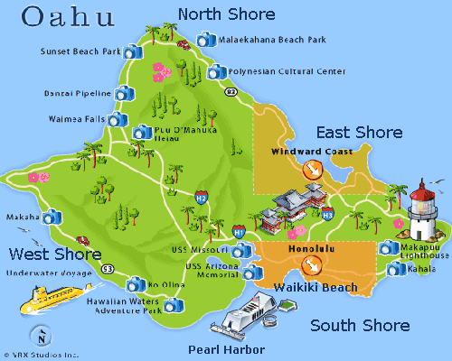 Map of the Island of Oahu