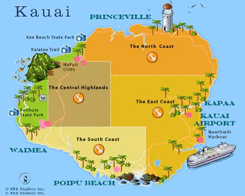 Map of Kauai Resorts Hawaii